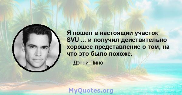 Я пошел в настоящий участок SVU ... и получил действительно хорошее представление о том, на что это было похоже.