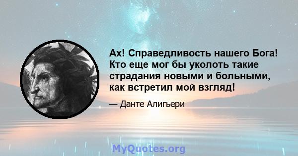 Ах! Справедливость нашего Бога! Кто еще мог бы уколоть такие страдания новыми и больными, как встретил мой взгляд!