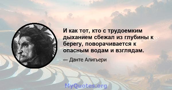 И как тот, кто с трудоемким дыханием сбежал из глубины к берегу, поворачивается к опасным водам и взглядам.