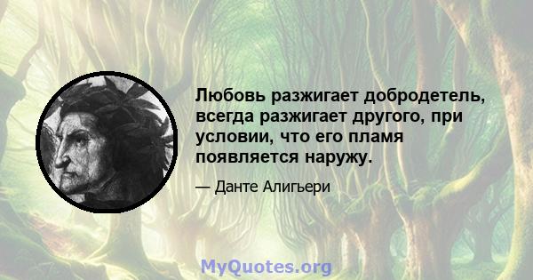 Любовь разжигает добродетель, всегда разжигает другого, при условии, что его пламя появляется наружу.