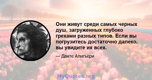 Они живут среди самых черных душ, загруженных глубоко грехами разных типов. Если вы погрузитесь достаточно далеко, вы увидите их всех.