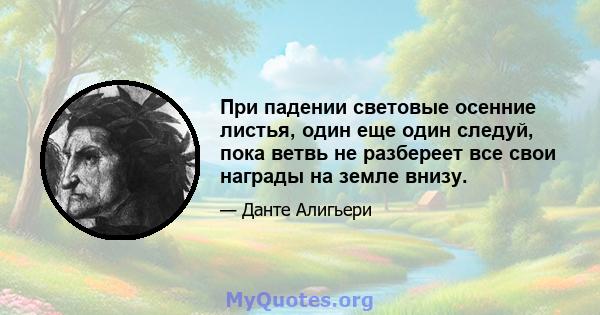 При падении световые осенние листья, один еще один следуй, пока ветвь не разбереет все свои награды на земле внизу.