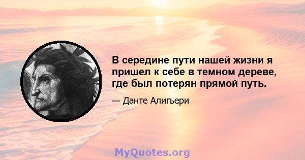 В середине пути нашей жизни я пришел к себе в темном дереве, где был потерян прямой путь.