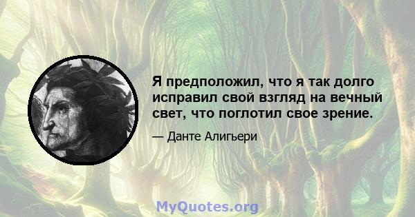 Я предположил, что я так долго исправил свой взгляд на вечный свет, что поглотил свое зрение.