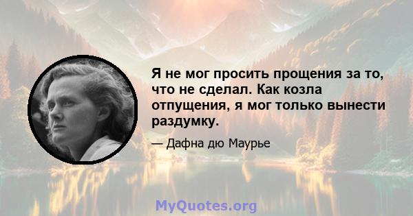 Я не мог просить прощения за то, что не сделал. Как козла отпущения, я мог только вынести раздумку.