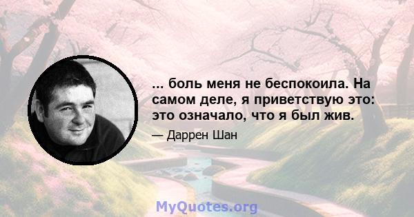 ... боль меня не беспокоила. На самом деле, я приветствую это: это означало, что я был жив.