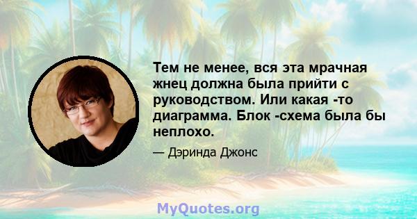 Тем не менее, вся эта мрачная жнец должна была прийти с руководством. Или какая -то диаграмма. Блок -схема была бы неплохо.