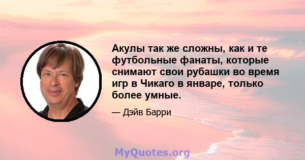 Акулы так же сложны, как и те футбольные фанаты, которые снимают свои рубашки во время игр в Чикаго в январе, только более умные.