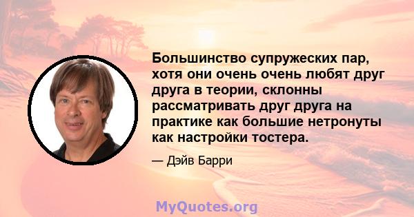 Большинство супружеских пар, хотя они очень очень любят друг друга в теории, склонны рассматривать друг друга на практике как большие нетронуты как настройки тостера.