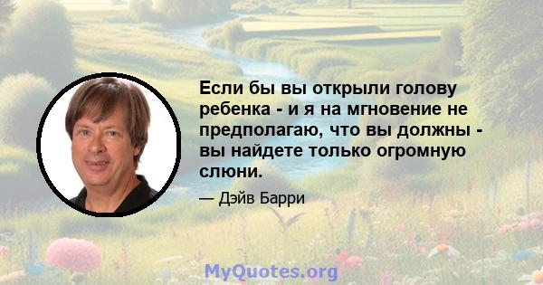 Если бы вы открыли голову ребенка - и я на мгновение не предполагаю, что вы должны - вы найдете только огромную слюни.