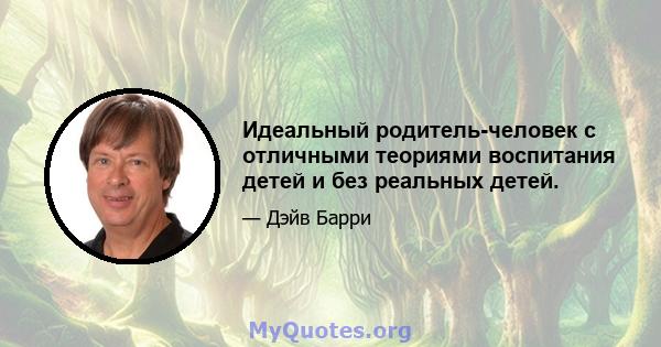 Идеальный родитель-человек с отличными теориями воспитания детей и без реальных детей.