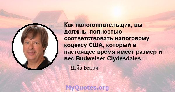 Как налогоплательщик, вы должны полностью соответствовать налоговому кодексу США, который в настоящее время имеет размер и вес Budweiser Clydesdales.