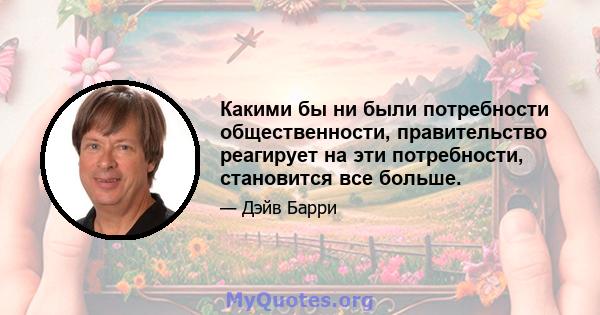 Какими бы ни были потребности общественности, правительство реагирует на эти потребности, становится все больше.