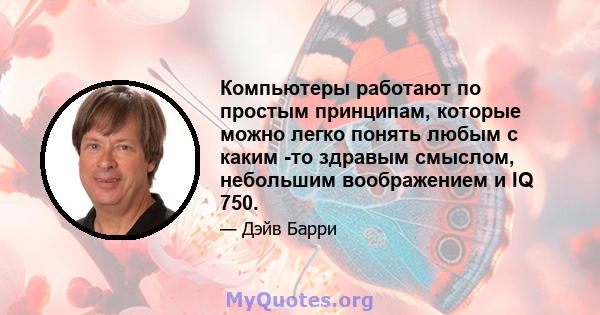 Компьютеры работают по простым принципам, которые можно легко понять любым с каким -то здравым смыслом, небольшим воображением и IQ 750.