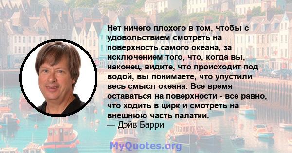 Нет ничего плохого в том, чтобы с удовольствием смотреть на поверхность самого океана, за исключением того, что, когда вы, наконец, видите, что происходит под водой, вы понимаете, что упустили весь смысл океана. Все