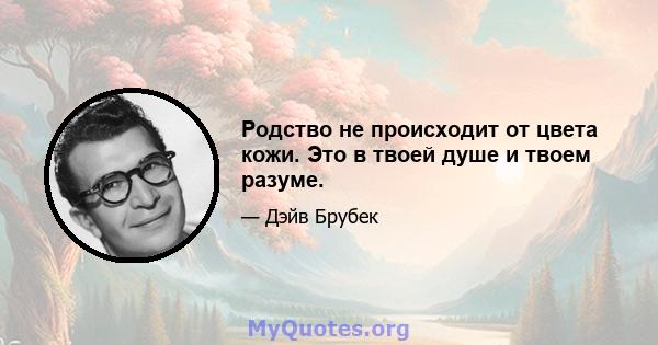 Родство не происходит от цвета кожи. Это в твоей душе и твоем разуме.