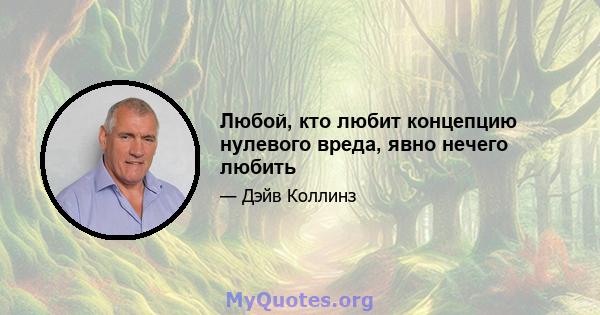 Любой, кто любит концепцию нулевого вреда, явно нечего любить