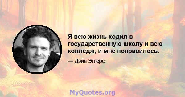 Я всю жизнь ходил в государственную школу и всю колледж, и мне понравилось.