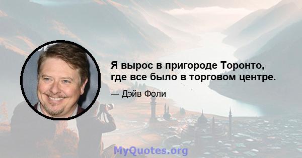 Я вырос в пригороде Торонто, где все было в торговом центре.