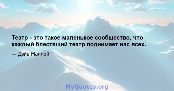 Театр - это такое маленькое сообщество, что каждый блестящий театр поднимает нас всех.