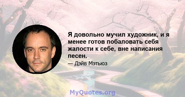 Я довольно мучил художник, и я менее готов побаловать себя жалости к себе, вне написания песен.