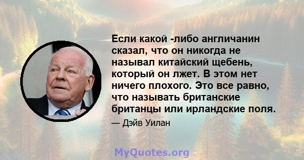 Если какой -либо англичанин сказал, что он никогда не называл китайский щебень, который он лжет. В этом нет ничего плохого. Это все равно, что называть британские британцы или ирландские поля.