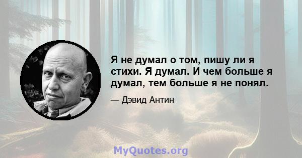 Я не думал о том, пишу ли я стихи. Я думал. И чем больше я думал, тем больше я не понял.