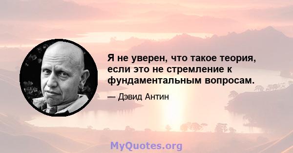 Я не уверен, что такое теория, если это не стремление к фундаментальным вопросам.