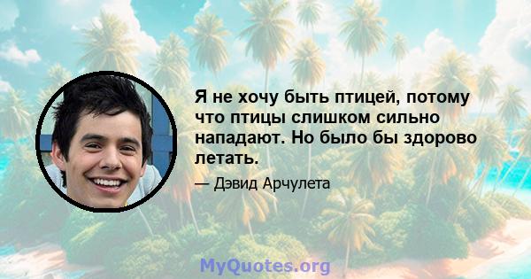 Я не хочу быть птицей, потому что птицы слишком сильно нападают. Но было бы здорово летать.