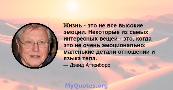 Жизнь - это не все высокие эмоции. Некоторые из самых интересных вещей - это, когда это не очень эмоционально: маленькие детали отношений и языка тела.