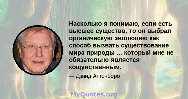 Насколько я понимаю, если есть высшее существо, то он выбрал органическую эволюцию как способ вызвать существование мира природы ... который мне не обязательно является кощунственным.