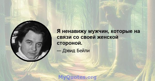 Я ненавижу мужчин, которые на связи со своей женской стороной.