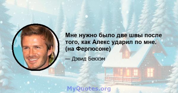 Мне нужно было две швы после того, как Алекс ударил по мне. (на Фергюсоне)