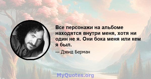 Все персонажи на альбоме находятся внутри меня, хотя ни один не я. Они бока меня или кем я был.