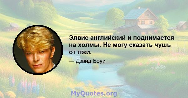 Элвис английский и поднимается на холмы. Не могу сказать чушь от лжи.