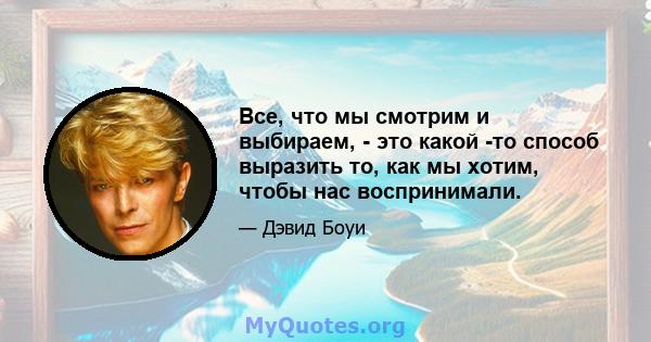 Все, что мы смотрим и выбираем, - это какой -то способ выразить то, как мы хотим, чтобы нас воспринимали.