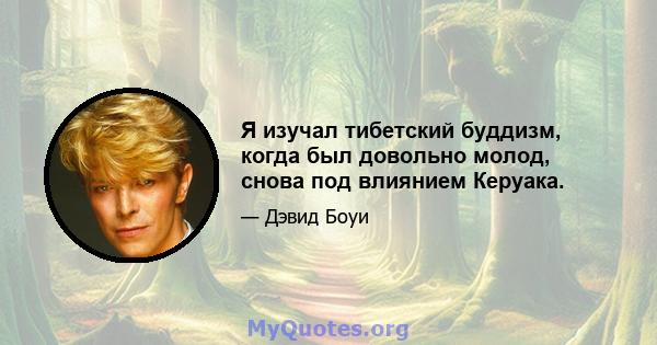 Я изучал тибетский буддизм, когда был довольно молод, снова под влиянием Керуака.