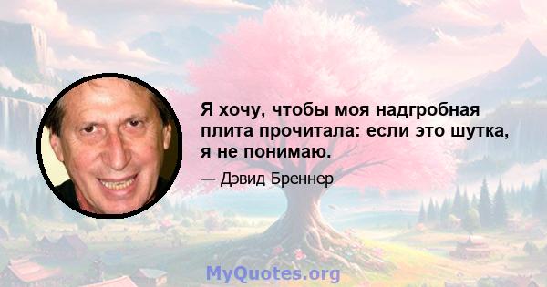 Я хочу, чтобы моя надгробная плита прочитала: если это шутка, я не понимаю.