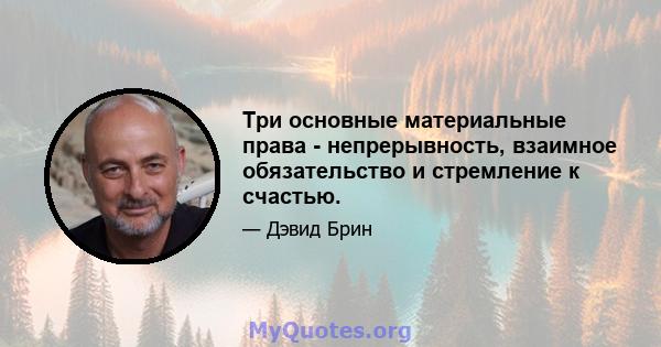 Три основные материальные права - непрерывность, взаимное обязательство и стремление к счастью.