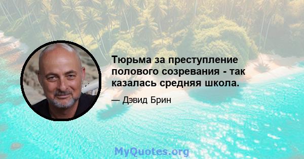 Тюрьма за преступление полового созревания - так казалась средняя школа.