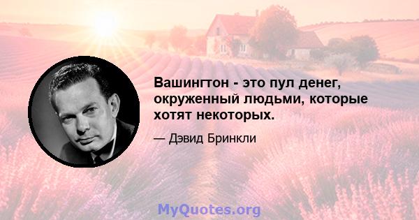 Вашингтон - это пул денег, окруженный людьми, которые хотят некоторых.