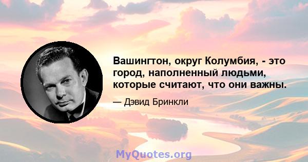 Вашингтон, округ Колумбия, - это город, наполненный людьми, которые считают, что они важны.