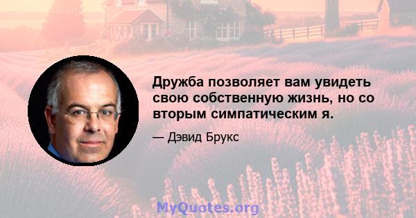 Дружба позволяет вам увидеть свою собственную жизнь, но со вторым симпатическим я.