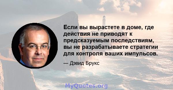 Если вы вырастете в доме, где действия не приводят к предсказуемым последствиям, вы не разрабатываете стратегии для контроля ваших импульсов.