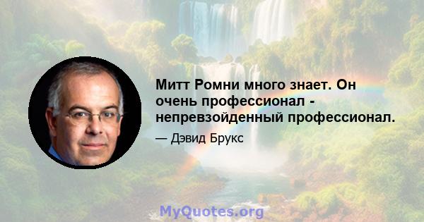 Митт Ромни много знает. Он очень профессионал - непревзойденный профессионал.