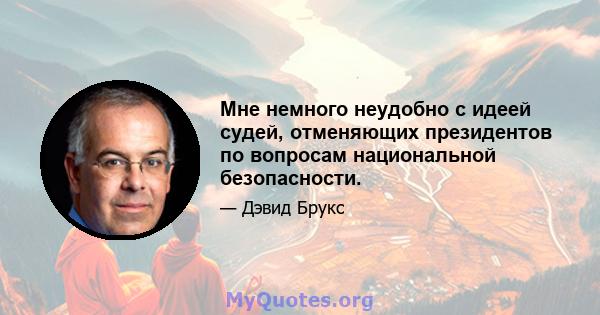 Мне немного неудобно с идеей судей, отменяющих президентов по вопросам национальной безопасности.