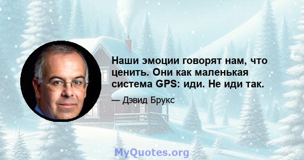 Наши эмоции говорят нам, что ценить. Они как маленькая система GPS: иди. Не иди так.