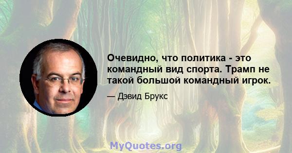 Очевидно, что политика - это командный вид спорта. Трамп не такой большой командный игрок.