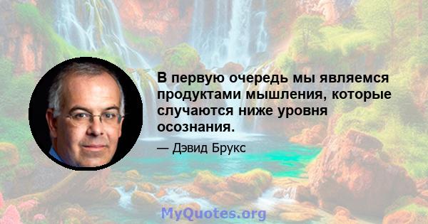 В первую очередь мы являемся продуктами мышления, которые случаются ниже уровня осознания.