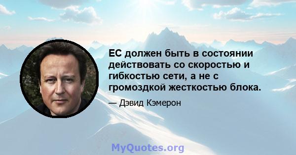 ЕС должен быть в состоянии действовать со скоростью и гибкостью сети, а не с громоздкой жесткостью блока.